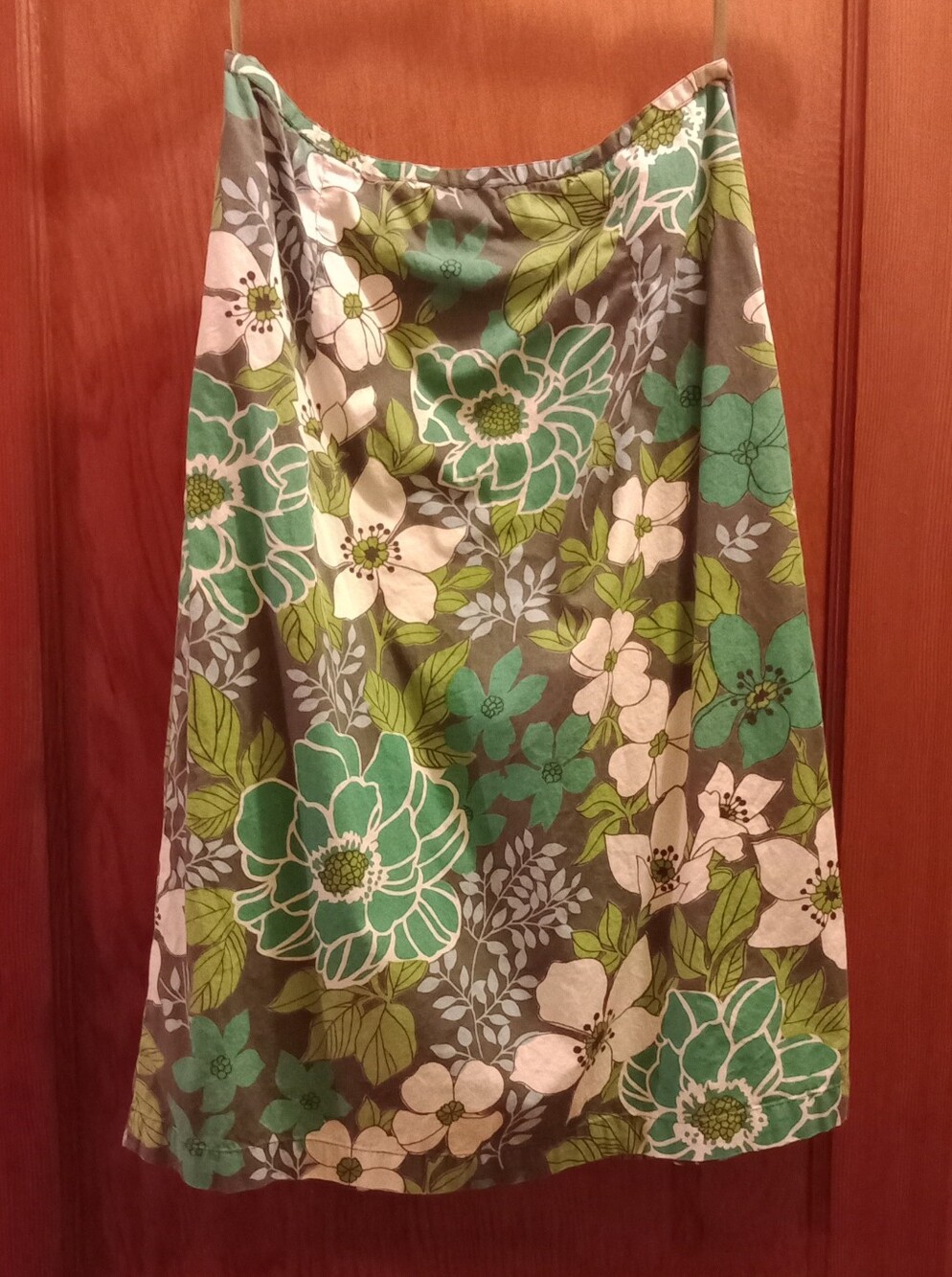 Monsoon Floral A-Line Skirt in Teal, Olive and White